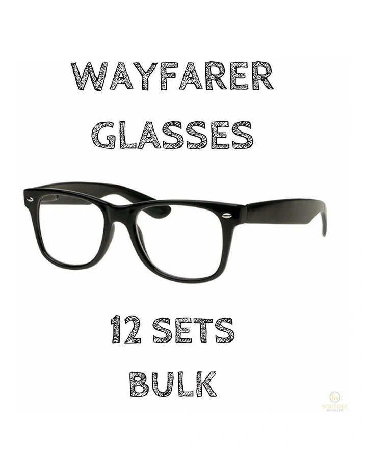 12 Pairs Classic Glasses Clear Lens Frame Retro Nerd Party Bulk in Black