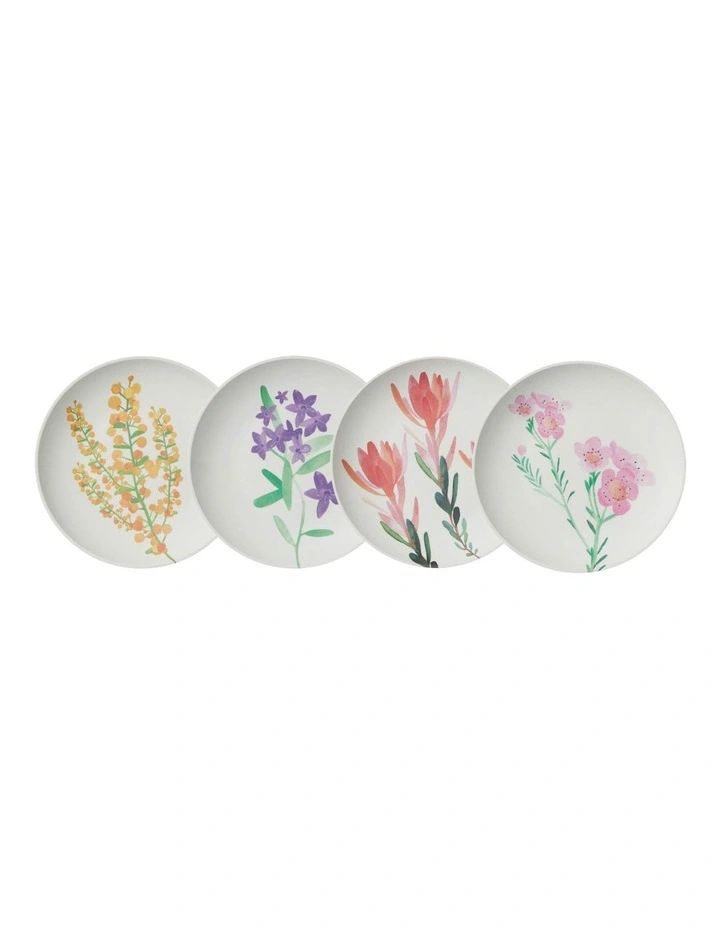 Wildflowers Bamboo Plate 20cm Set of 4 in Assorted