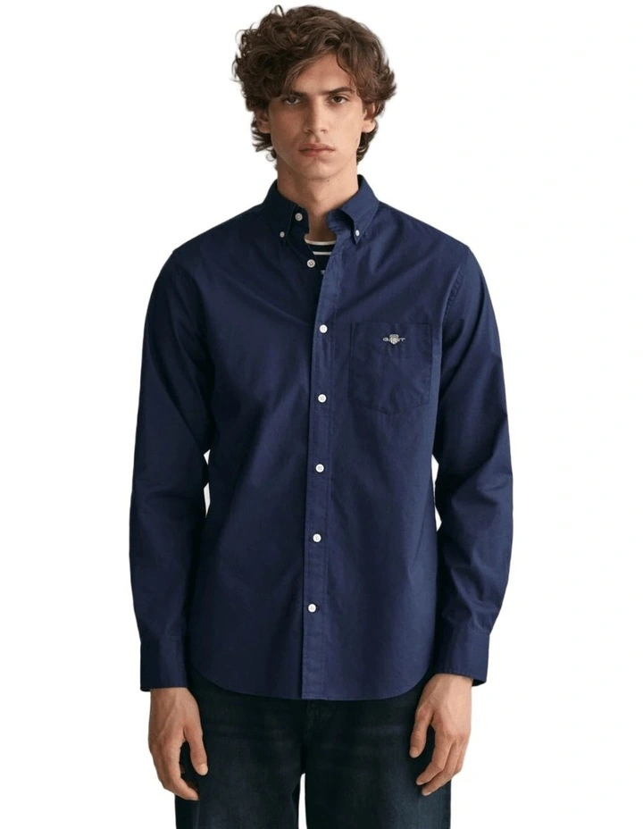 Regular Fit Poplin Shirt in Marine
