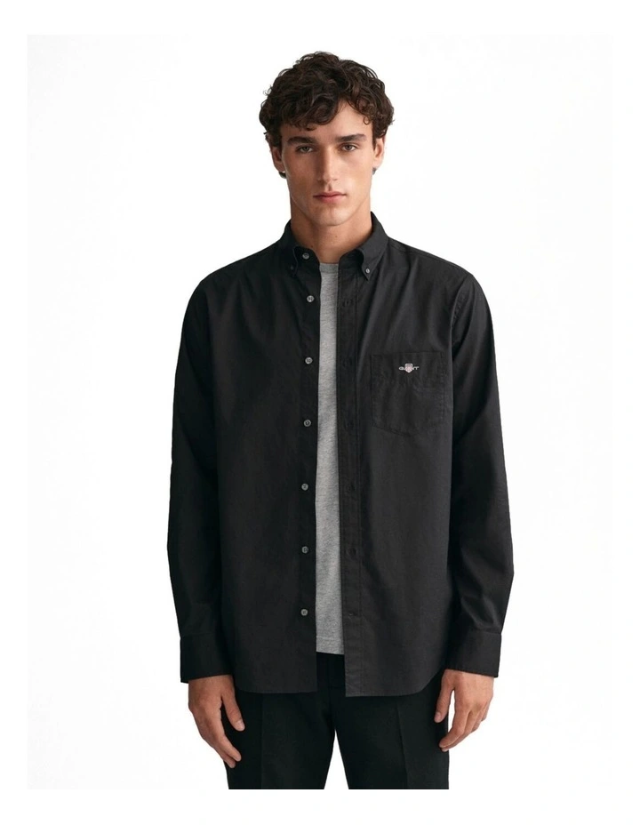 Regular Fit Poplin Shirt in Black