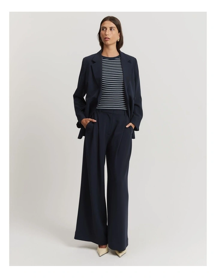 Stripe Crop Fitted T-shirt in Navy Stripe