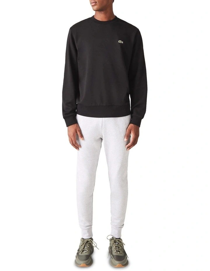 Essential Non Brushed Crew Sweat Top in Black