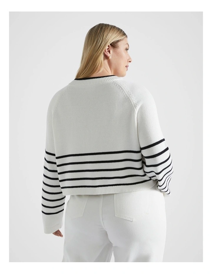 Stripe Crop Knit in Cloud Cream