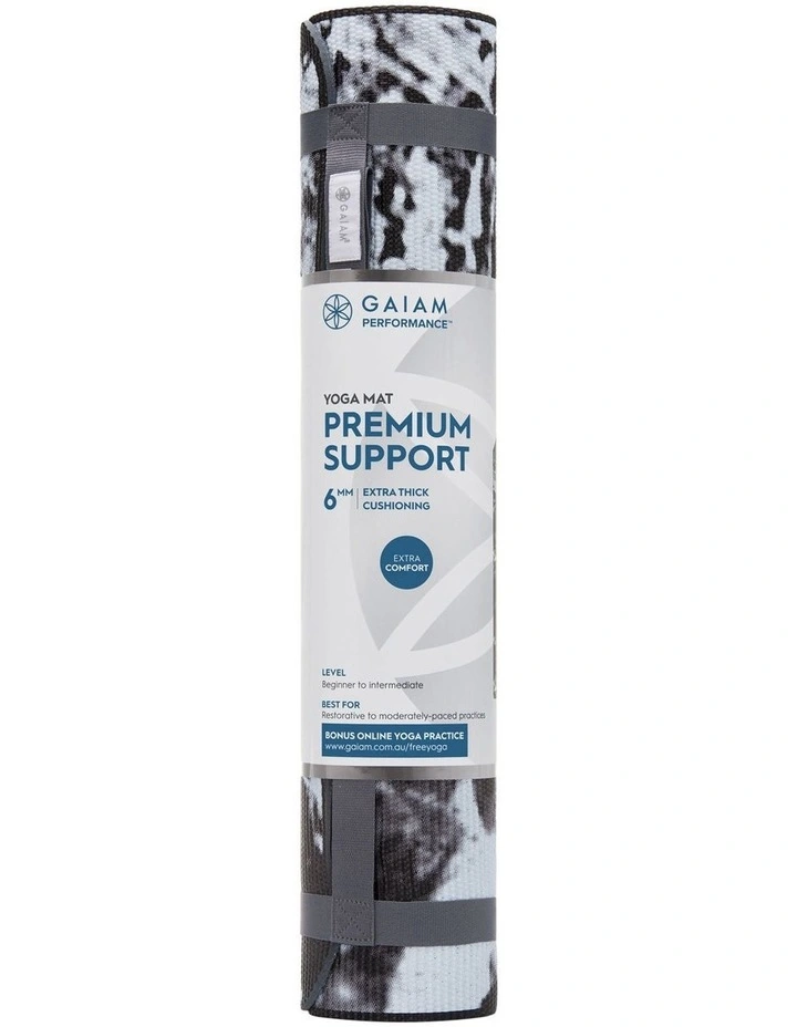 Premium Support Yoga Mat Marble 6mm in Black/White