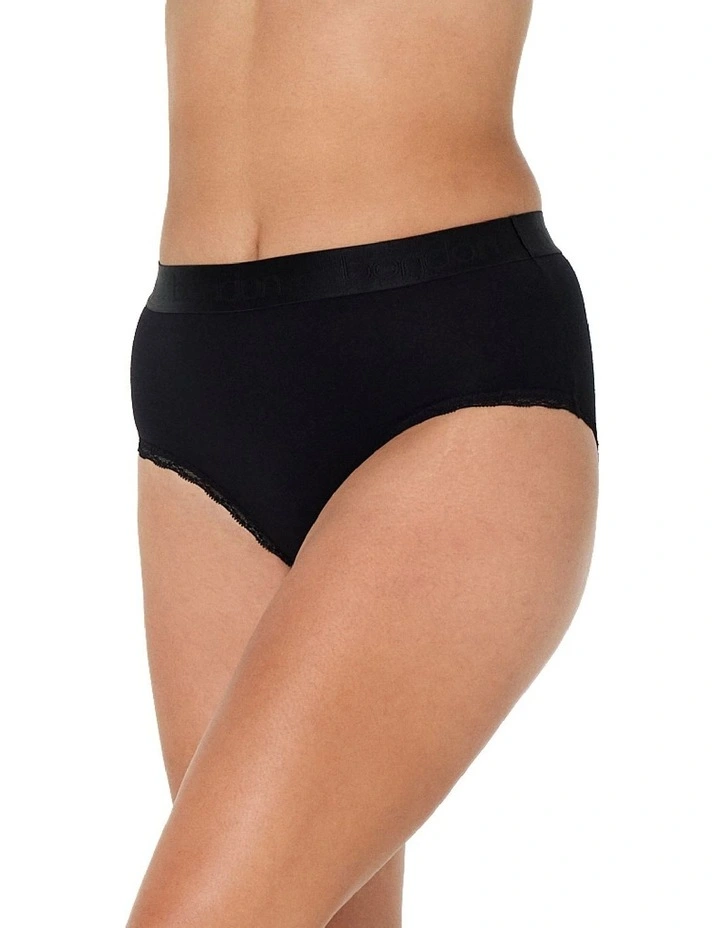Cotton Logo High Rise Brief in Black