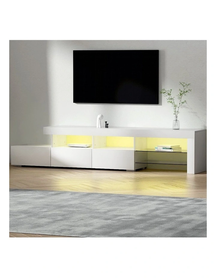 Entertainment Unit TV Cabinet RGB LED 215cm in White