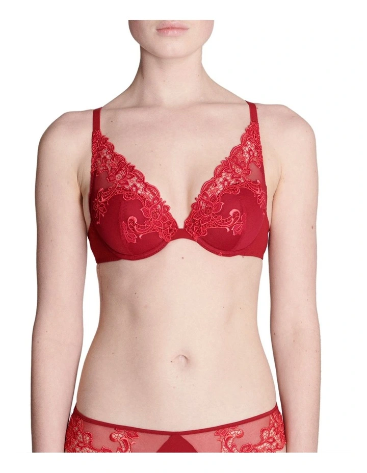 Saga Triangle Push Up Bra in Red