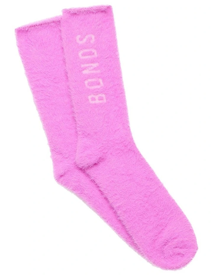 Home Super Comfy Crew Socks 1 Pack in Pink