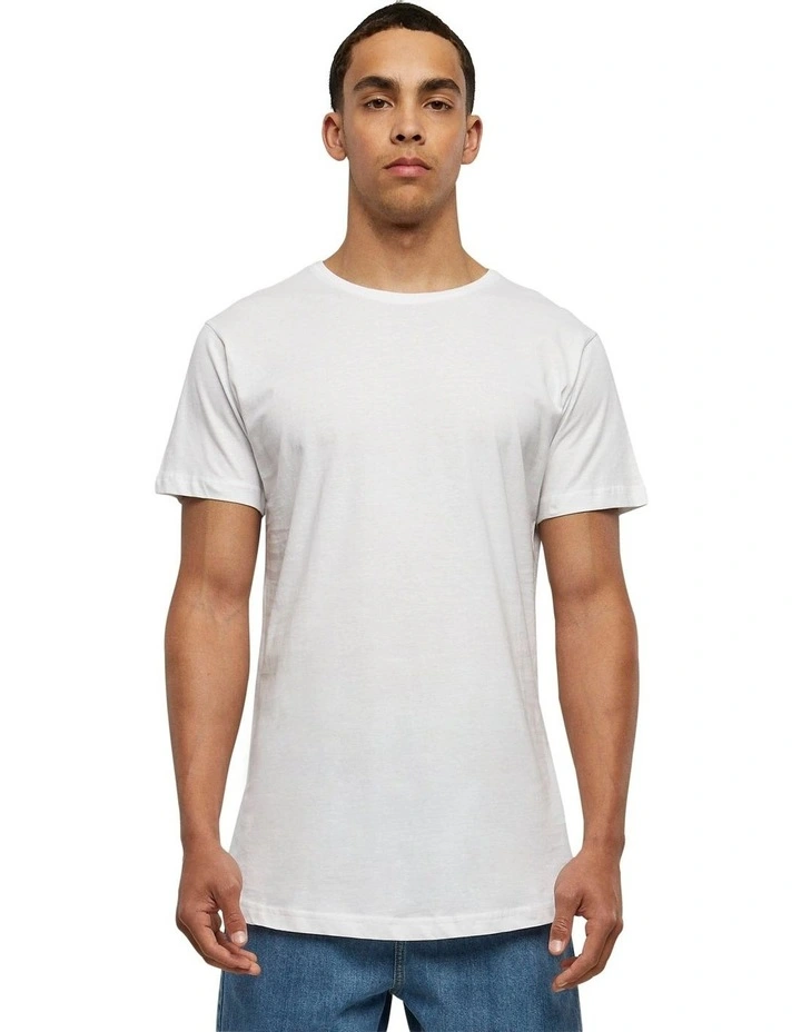 Shaped Long Tee in White