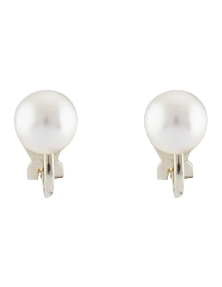 8mm Pearl Clip Earrings in Gold
