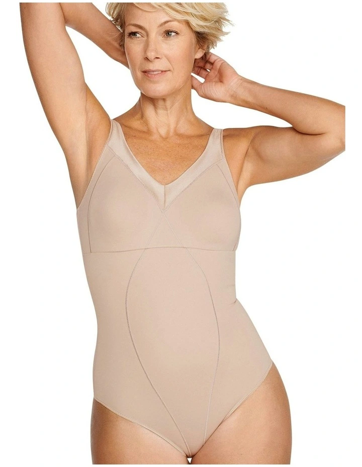 Moulded Minimiser Cup Light Shaping Bodysuit in Light Beige