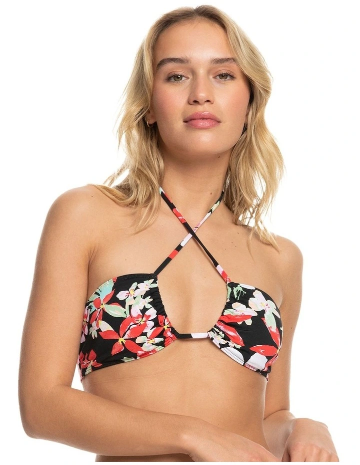 Printed Beach Classics Tri Bikini Top in Anthracite New Life