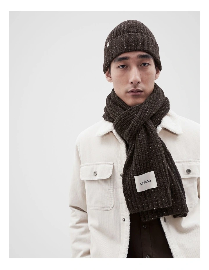Rib Knit Scarf in Chocolate