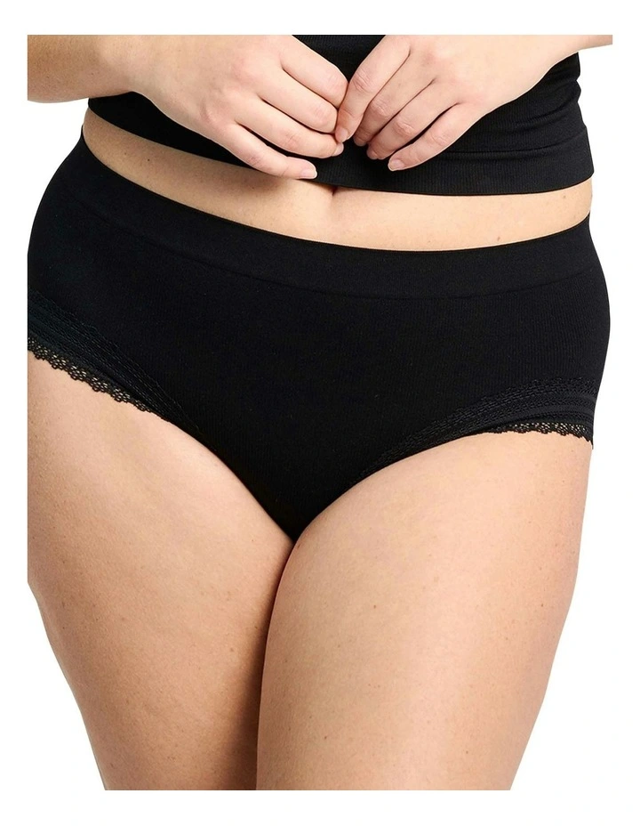 Agathe Ribbed Full Coverage Shorty Underwear in Black