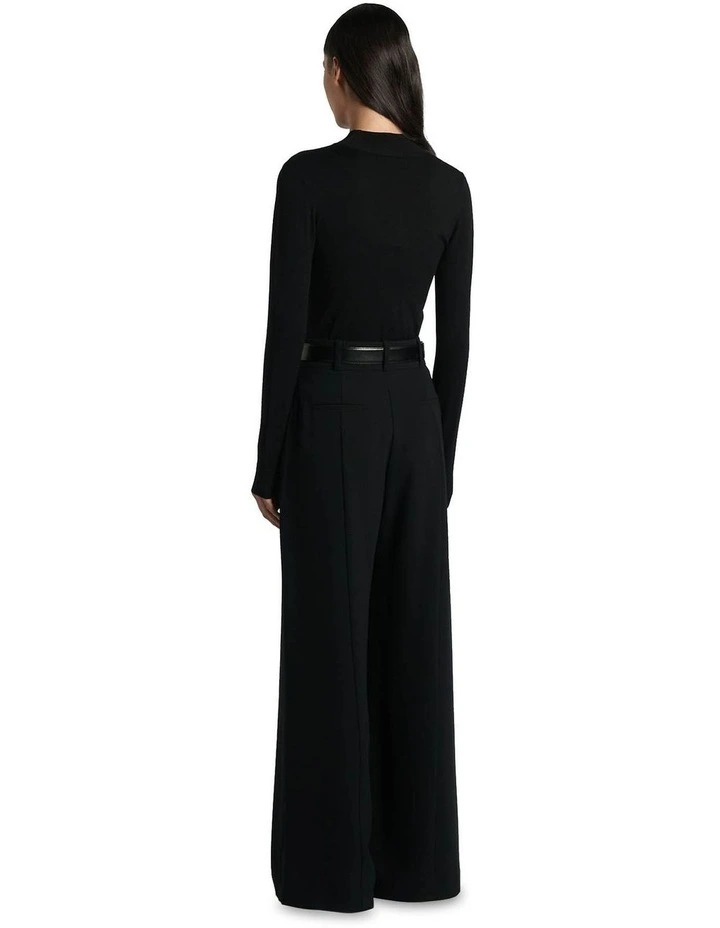 Long Sleeve Funnel Neck Knit in Black