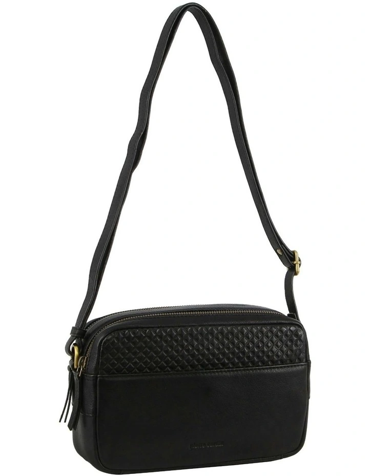 Leather Diamond Pattern Bag in Black