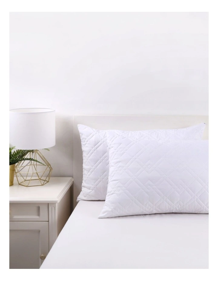 Super Plush Quilted Pillow Protector 48x73cm 2 Pack in White