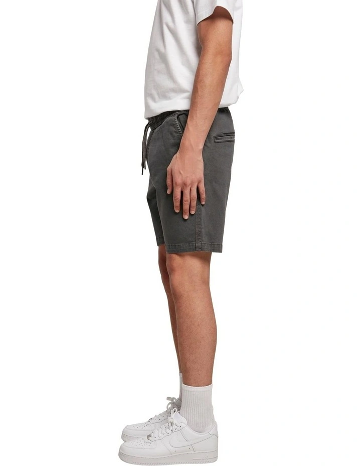 Stretch Twill Jog Shorts in Dark Shadow