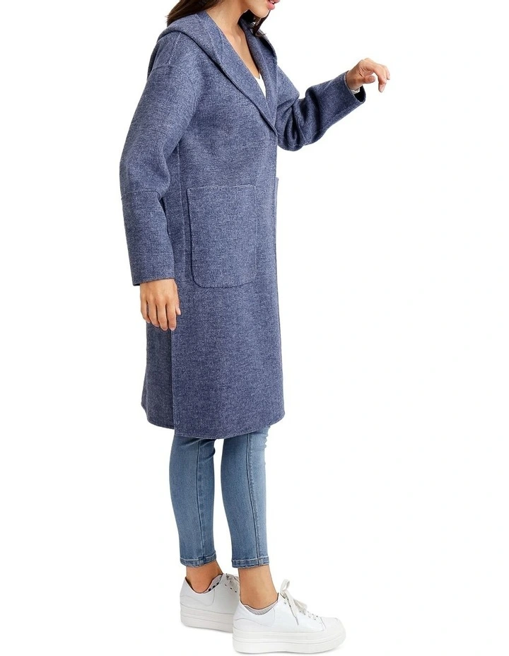 Walk This Way Wool Blend Oversized Coat in Blue