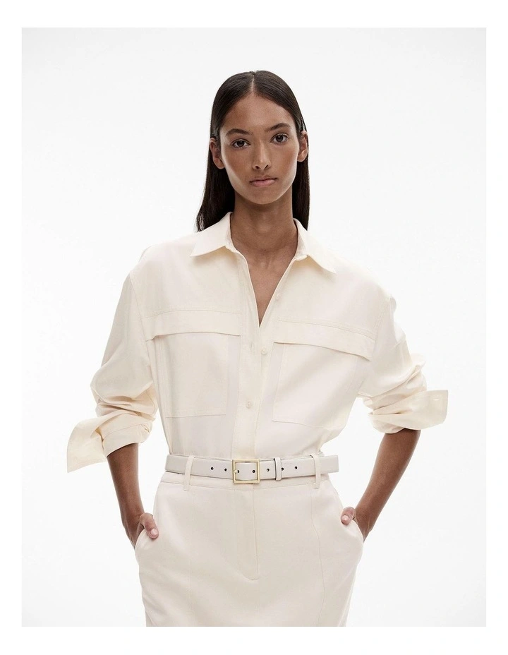 Organic Cotton Pocket Detail Shirt in Cream