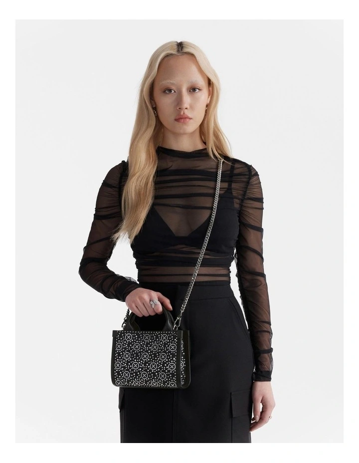 Mim-gram Sparkle Crossbody Bag in Black