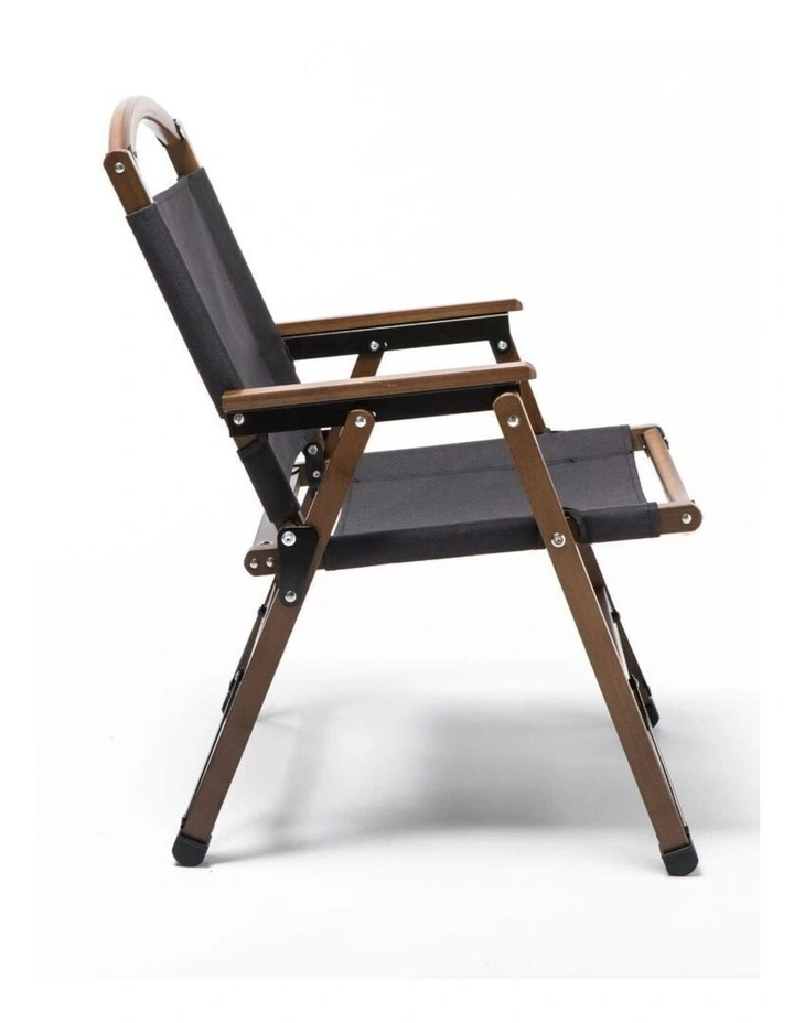 Bamboo Canvas Foldable Outdoor Camping Chair x4 in Black