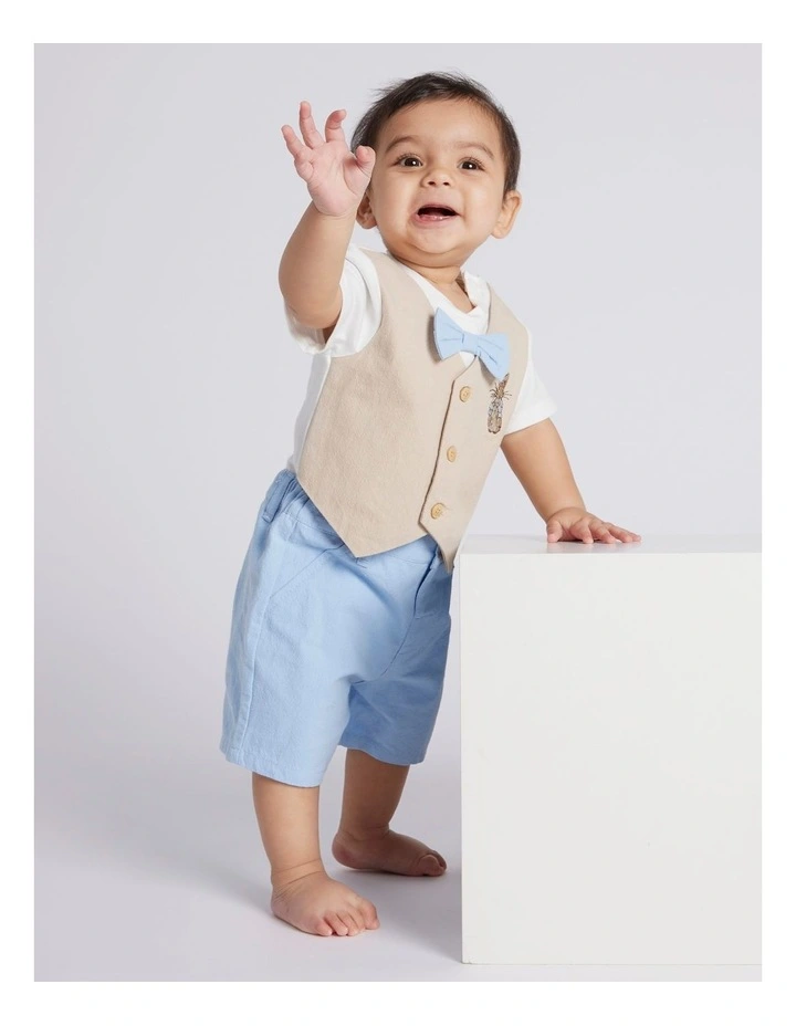 Bodysuit And Short Set in Chambray Blue