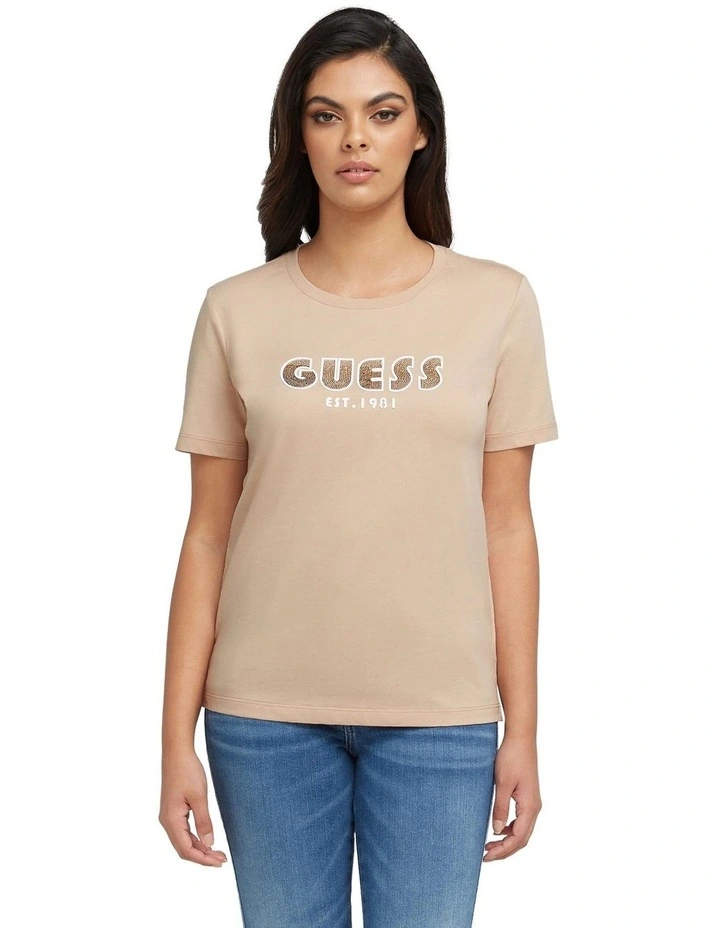 Shaded Logo Tee in Moccasin