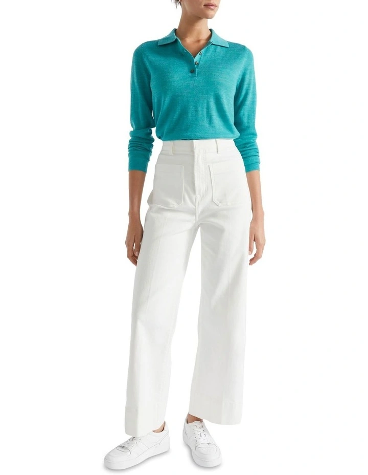 Button Down Polo Knit in Blue