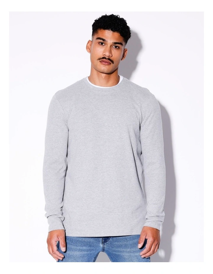 Logan Ls Rib Tee in Grey