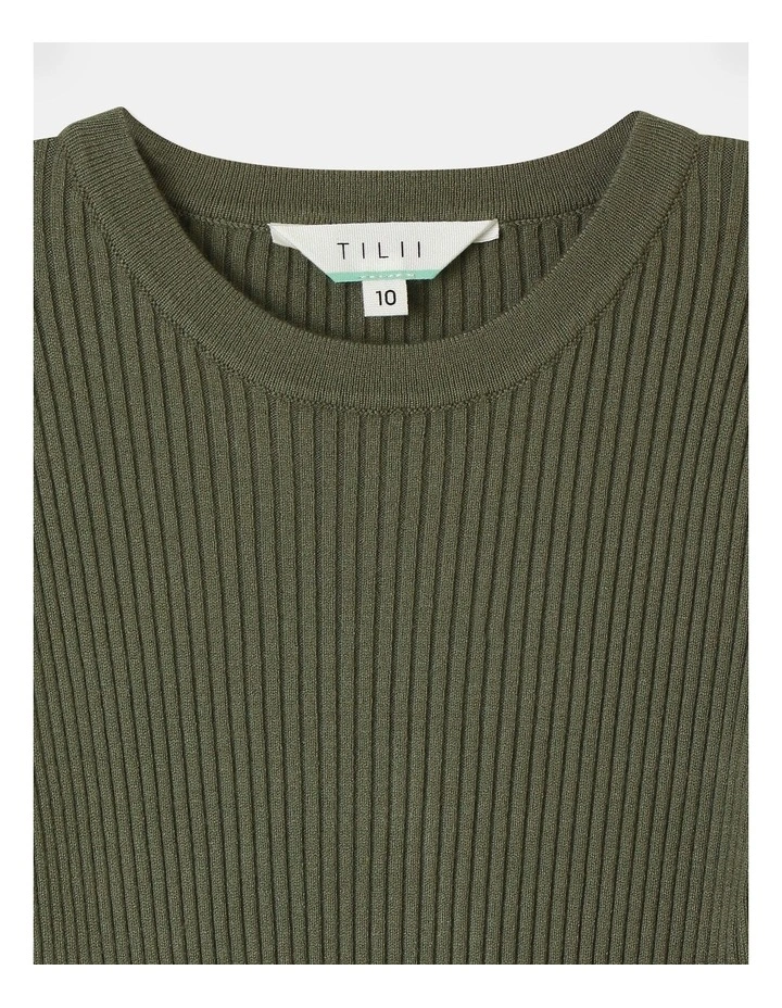 Long Sleeve Knitted Skater Dress in Khaki