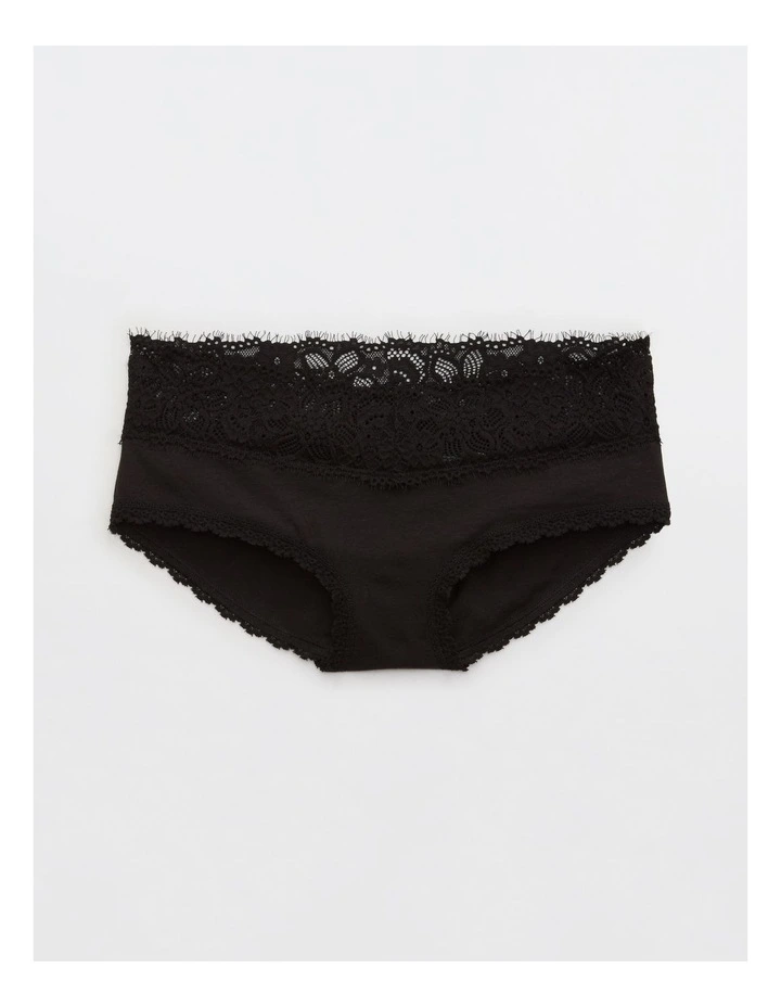 Superchill Cotton Eyelash Lace Boybrief Underwear in True Black