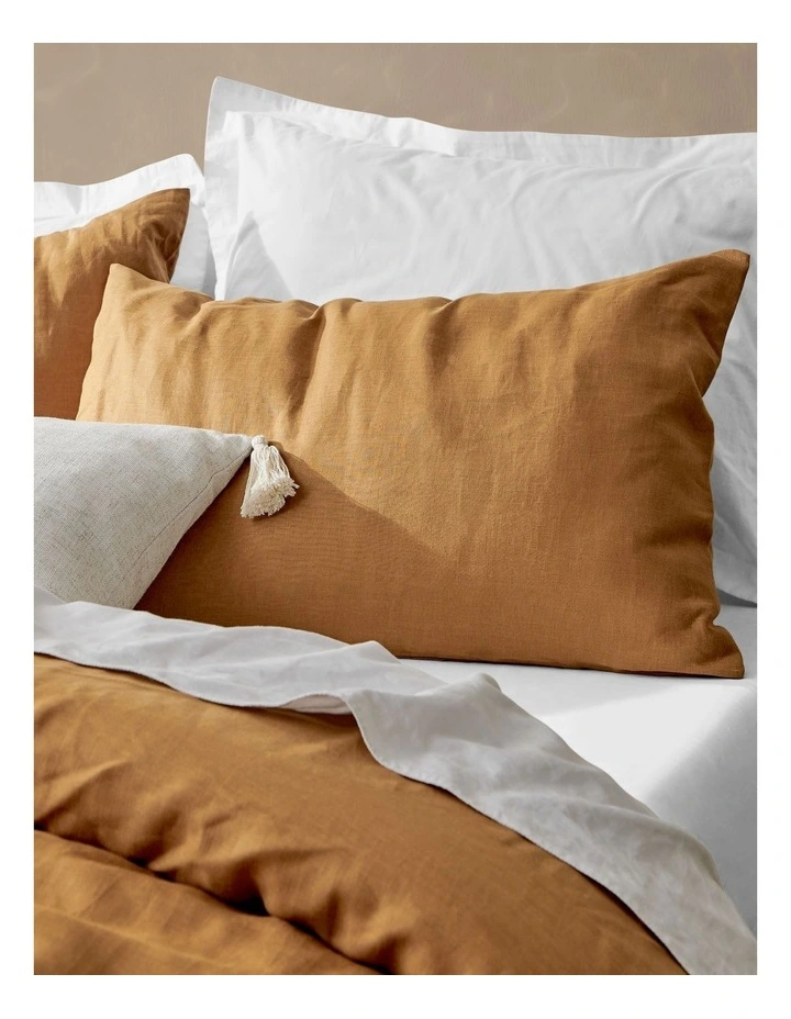 Vintage Washed Hemp Linen Quilt Cover Set in Rust
