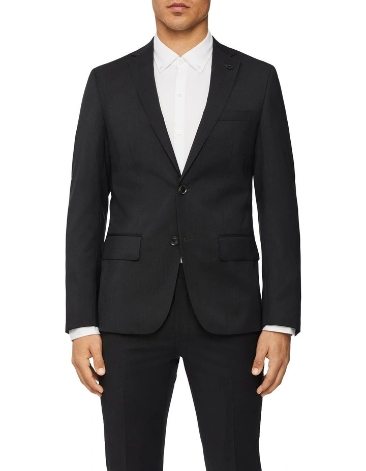 Slim Twill Suit Jacket in Charcoal