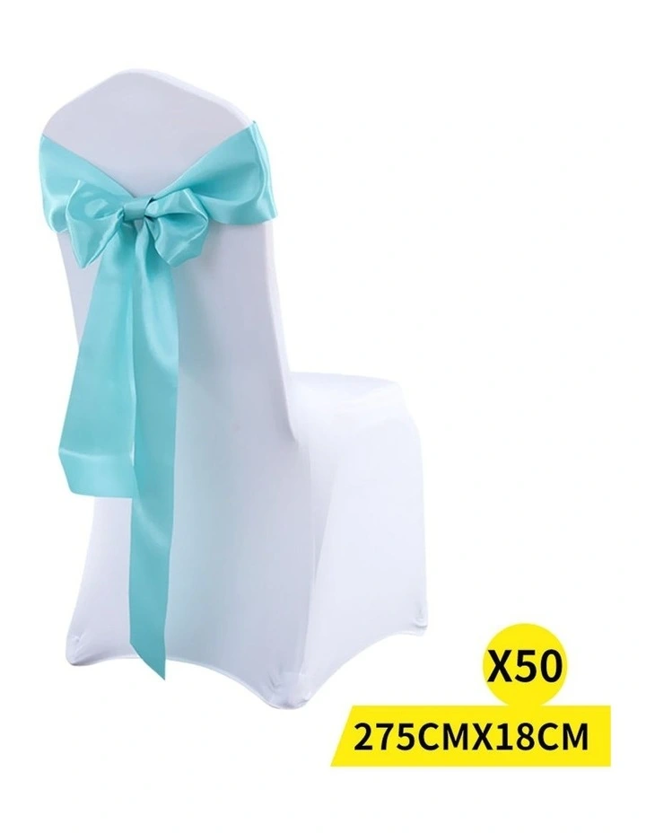 50x Satin Chair Sashes in Blue