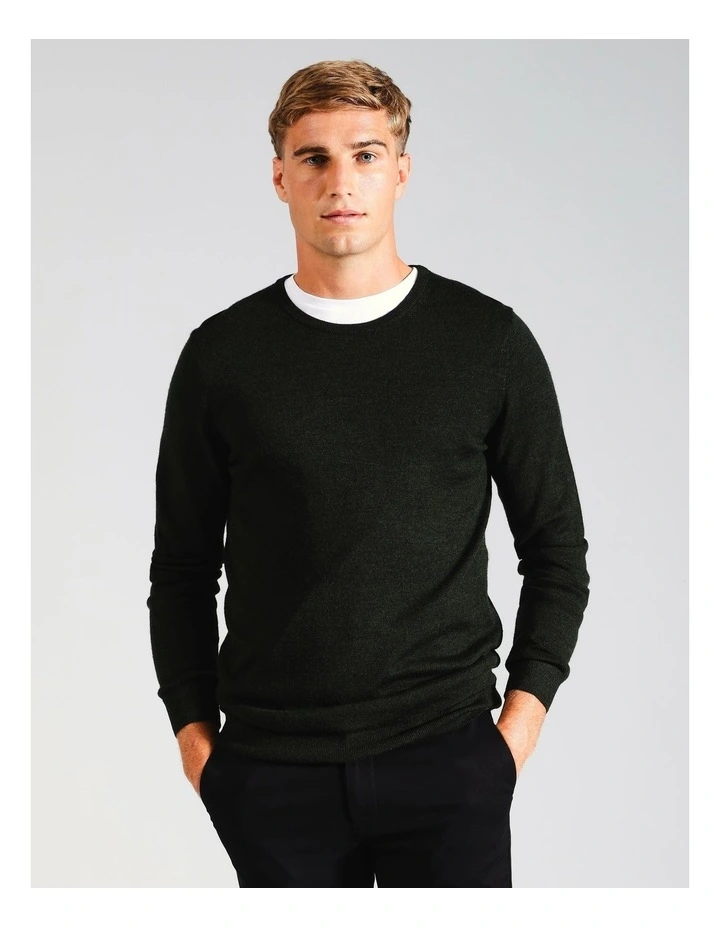 Australian Merino Crew Neck Knit in Green