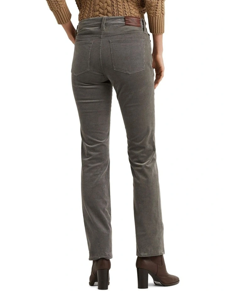 Stretch Corduroy Mid-Rise Straight Pant in Grey