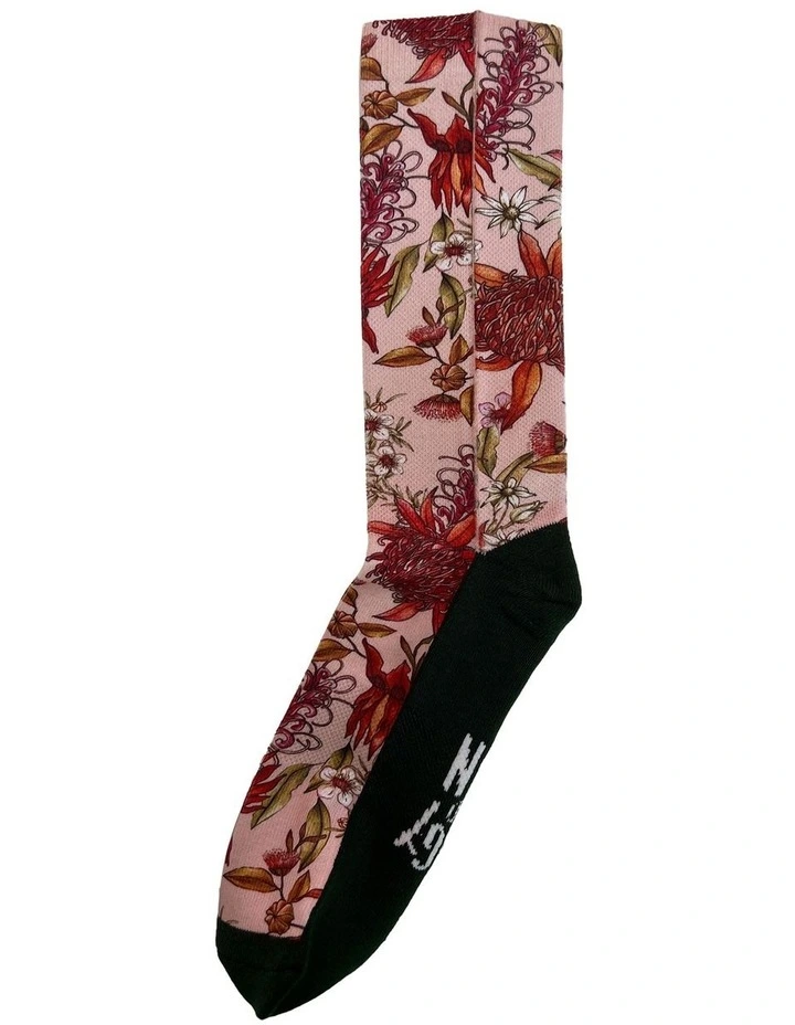 Recycled Polyester Botanical Socks in Pink
