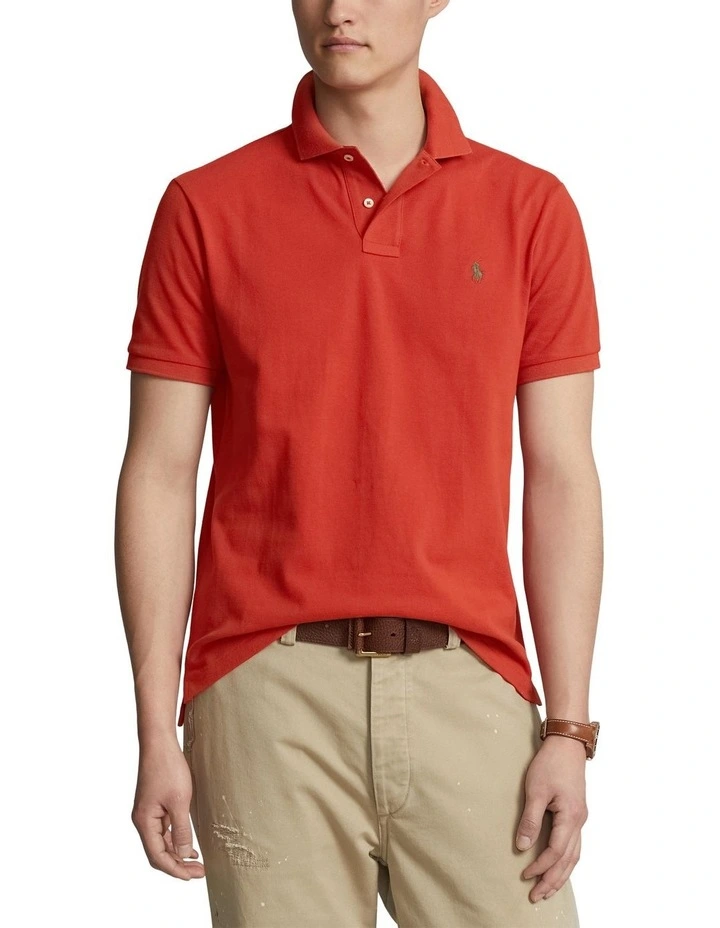 Custom Slim Fit Mesh Polo Shirt in Red