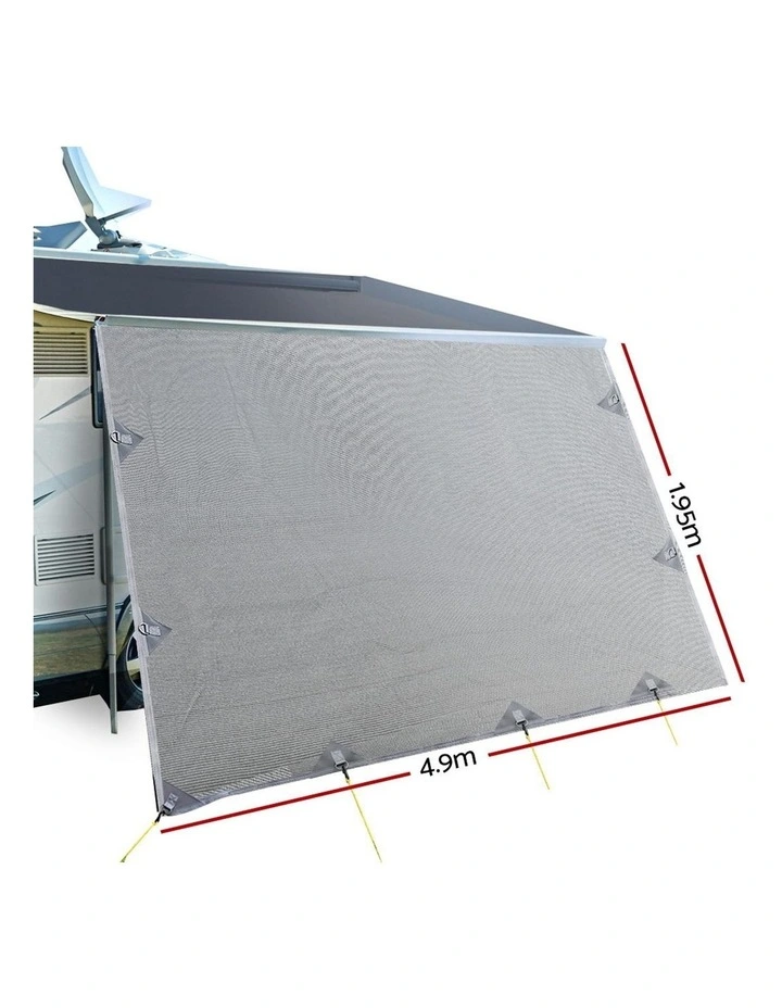 Caravan Roll Out Awning Privacy Screens 4.9M X 1.95M Wall Side Sun shade Grey