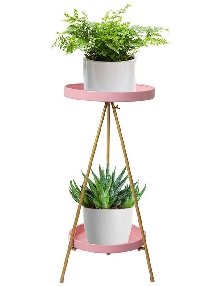 2 Tiers Outdoor Indoor Plant Stand in Pink