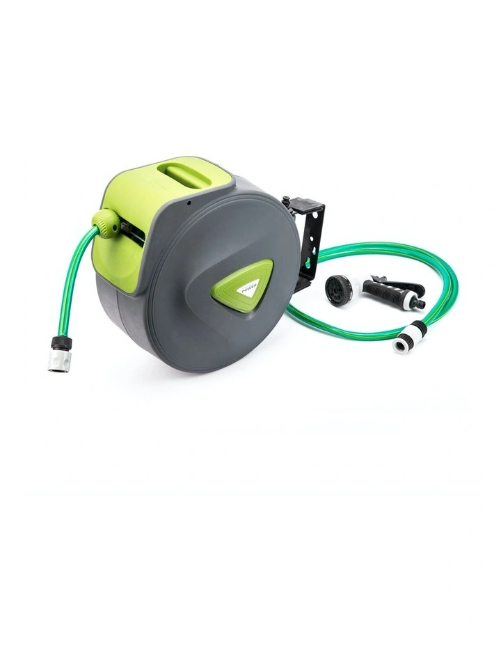 Garden Water Hose Retractable Rewind Reel Wall Mounted 30M