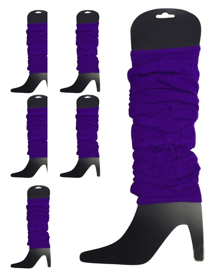 Knitted Leg Warmers 6 Pack in Purple