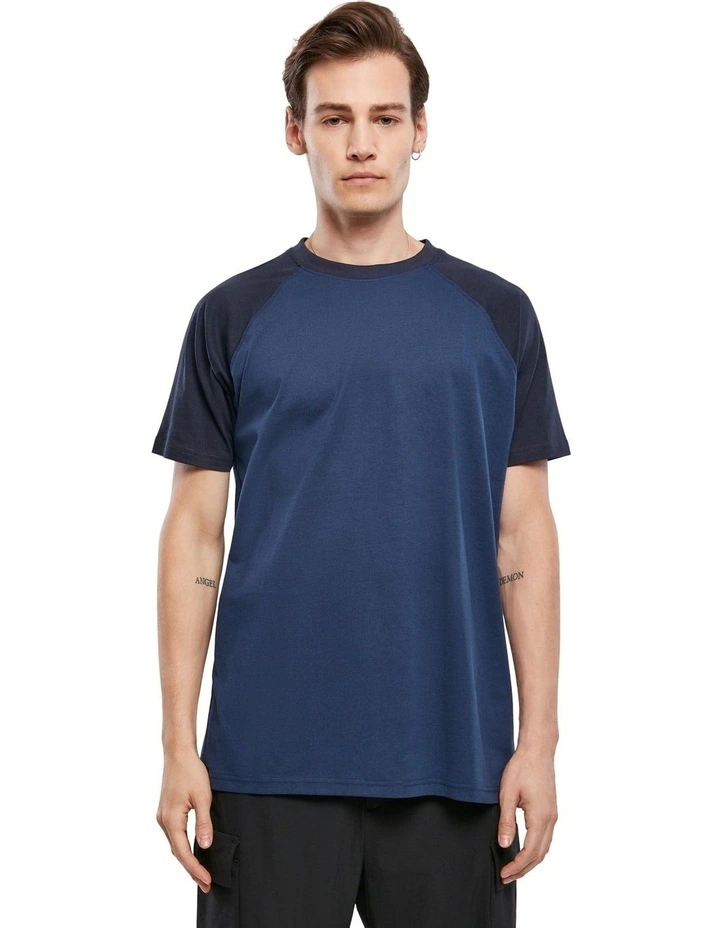 Raglan Contrast Tee in Dark Blue/Midnight Navy