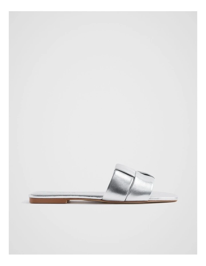 Rachel Leather Slide in Silver
