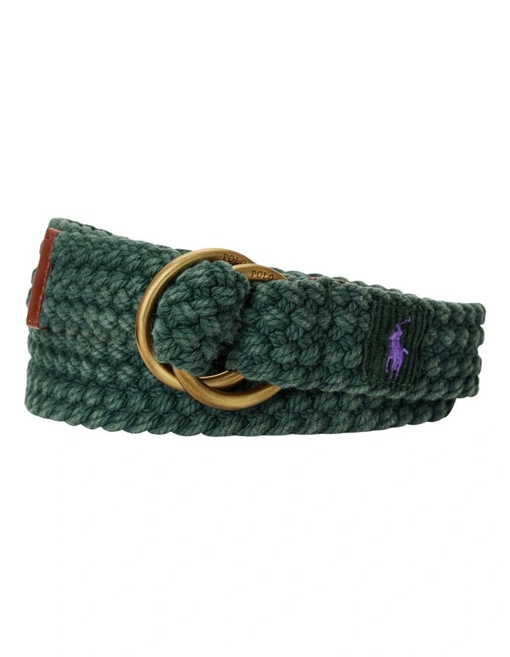 Webbed Cotton O-Ring Belt in Green