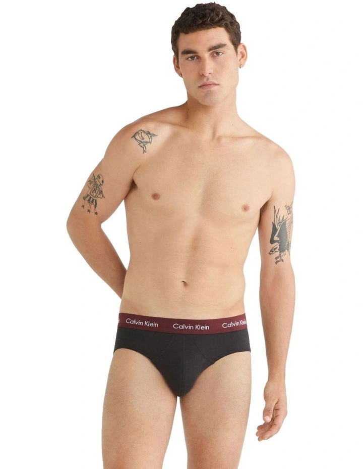 Cotton Stretch Briefs 3 Pack in Black