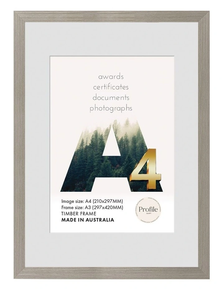 Australia Made Timber Certificate Photo Frame A3/A4 in Stone Ash