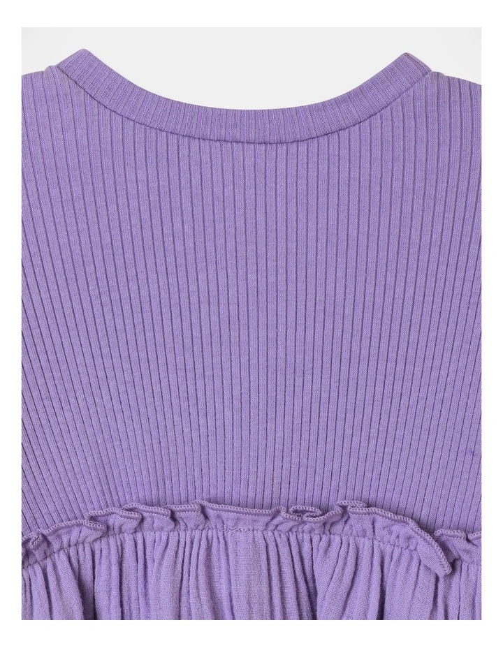 Double Cloth Long Sleeve Dress in Purple