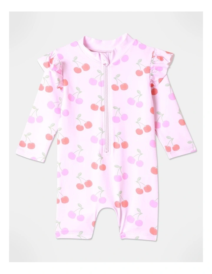 One Piece Front Zip Swimwear in Baby Pink